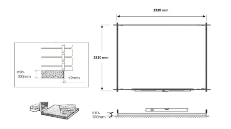 Abri de jardin en bois - 6.25m2 - 2.5x2.5m - Traité - Ep. 28mm - Couleur: vert