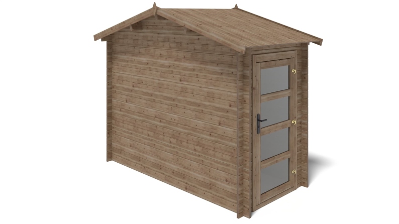 Abri de jardin en bois - 4.5m2 - 1.5x3m - Traité - Ep. 28mm - Couleur: marron