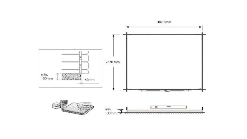 Abri de jardin en bois - 12m2 - 4x3m - Traité - Ep. 28mm - Couleur: marron