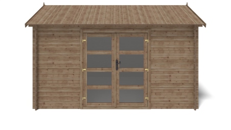 Abri de jardin en bois - 12m2 - 4x3m - Traité - Ep. 28mm - Couleur: marron