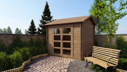 Abri de jardin en bois - 9m2 - 3x3m - Traité - Ep. 28mm - Couleur: marron