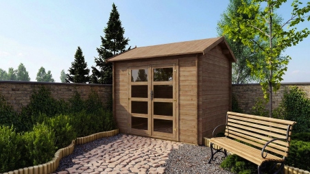 Abri de jardin en bois - 9m2 - 3x3m - Traité - Ep. 28mm - Couleur: marron