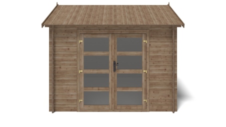 Abri de jardin en bois - 9m2 - 3x3m - Traité - Ep. 28mm - Couleur: marron