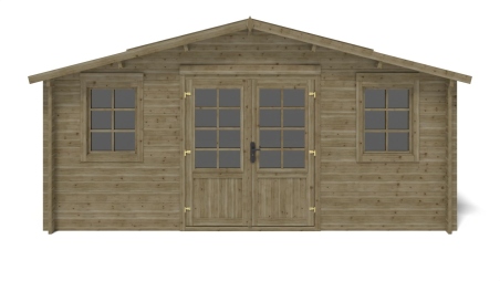 Abri de jardin en bois - 25m2 - 5x5m - Traité - Ep. 40mm - Couleur: vert