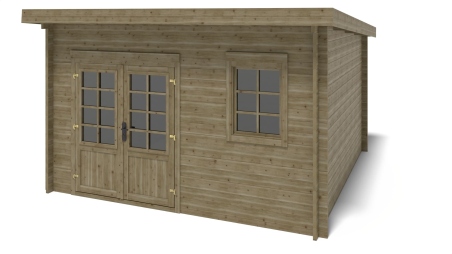 Abri de jardin en bois - 12m2 - 4x3m - Traité - Ep. 40mm - Couleur: vert