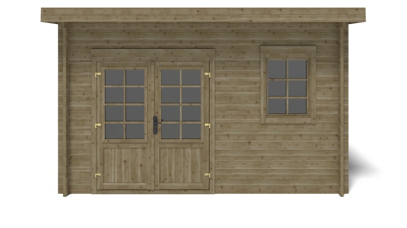 Abri de jardin en bois - 12m2 - 4x3m - Traité - Ep. 40mm - Couleur: vert