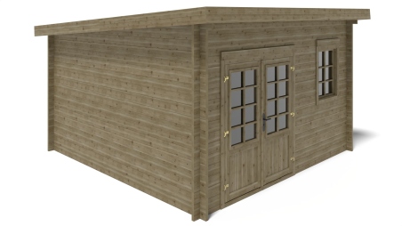 Abri de jardin en bois - 16m2 - 4x4m - Traité - Ep. 40mm - Couleur: vert