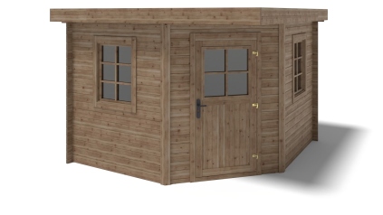 Abri de jardin en bois - 8m2 - 3x3m - Traité - Ep. 28mm - Couleur: marron