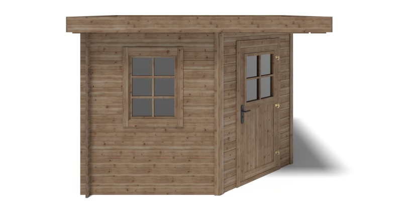 Abri de jardin en bois - 8m2 - 3x3m - Traité - Ep. 28mm - Couleur: marron