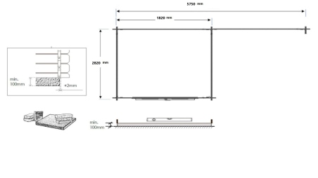 Abri de jardin en bois - 6m2 - 5.84x3m - Traité - Ep. 28mm - Couleur: gris