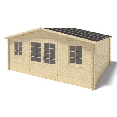 Abri de jardin en bois - 21.42m2 - 5.1x4.2m - Ep. 34mm - Couleur: naturel 2
