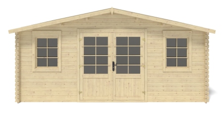 Abri de jardin en bois - 21.42m2 - 5.1x4.2m - Ep. 34mm - Couleur: naturel