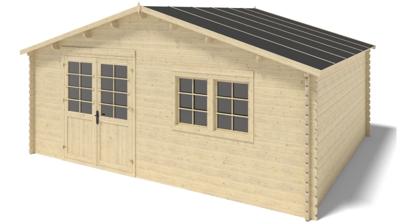 Abri de jardin en bois - 30m2 - 6x5m - Ep. 40mm - Couleur: naturel