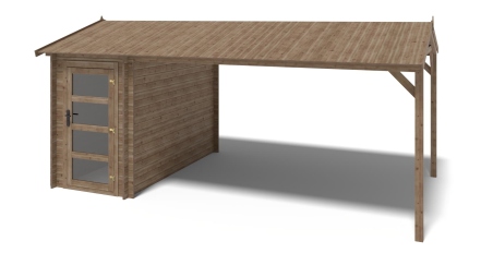 Abri de jardin en bois - 1.5x3 m avec extension de 1.5x2.76 m - 15.56 m² - Traité