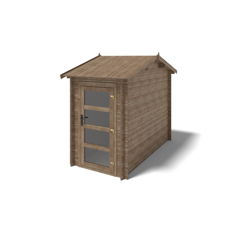 Abri de jardin en bois - 1.5x3 m avec extension de 4x2.76 m - 15.56 m²- Traité