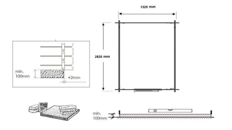 Abri de jardin en bois - 1.5x3 m avec extension de 1.5x2.76 m - 15.56 m² - Traité