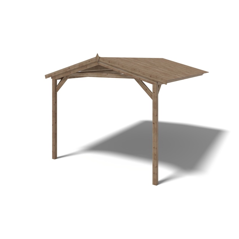 Abri de jardin en bois - 1.5x3 m avec extension de 4x2.76 m - 15.56 m²- Traité