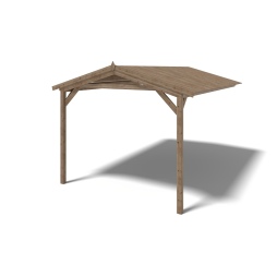 Abri de jardin en bois - 1.5x3 m avec extension de 4x2.76 m - 15.56 m²- Traité