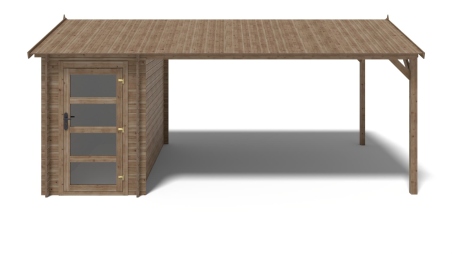 Abri de jardin en bois - 1.5x3 m avec extension de 1.5x2.76 m - 15.56 m² - Traité