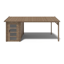 Abri de jardin en bois - 1.5x3 m avec extension de 4x2.76 m - 15.56 m²- Traité