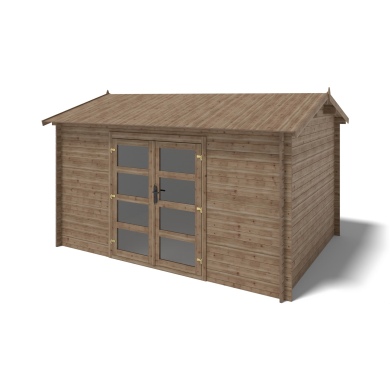 Abri de jardin en bois - 4x3 m avec extension de 4x2.76 m - 23.06 m²- Traité 2