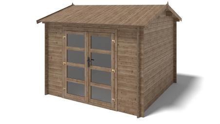 Abri de jardin en bois - 3x3 m avec extension de 3x2.76 m - 20 m² - Traité