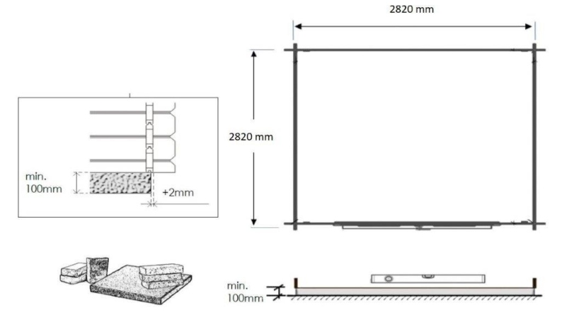 Abri de jardin en bois - 3x3 m avec extension de 3x2.76 m - 20 m² - Traité