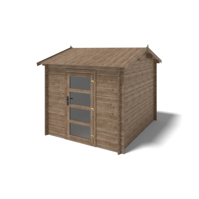 Abri de jardin en bois - 2.5x3 m avec extension de 4x2.76 m - 18.56 m²- Traité 2