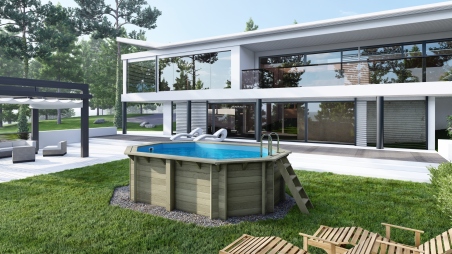 Piscine en bois Nemo 4.3x3 - H.1.18 m fixations à sceller