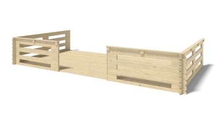 Abri de jardin en bois - 6x5 m + terrasse avec balustrade et avant-toit en bois - 48 m2