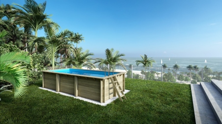 Piscine en bois Aqua 6.1x2.85 - H.1.31 m fixations à sceller