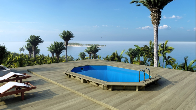 Piscine en bois Nemo 4.3x3 - H.1.18 m fixations à visser