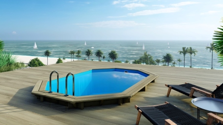 Piscine en bois Nemo 4.3x3 - H.1.31 m cadre en métal, sans dalle béton