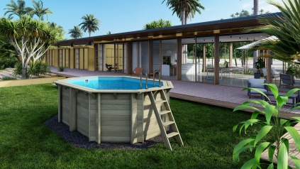 Piscine en bois Nemo 4.3x3 - H.1.31 m fixations à visser