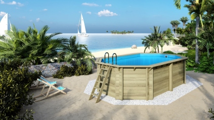 Piscine en bois Nemo 5.79x3.49 - H.1.45 m fixations à visser