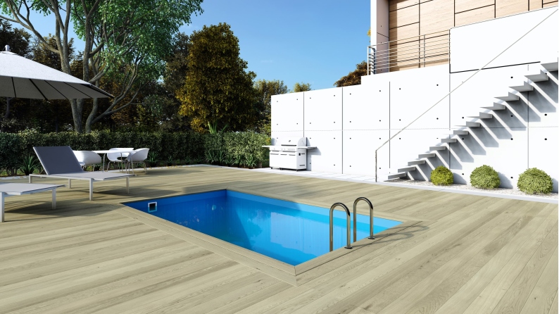 Piscine en bois Aqua 4.65x2.85 - H.1.24 m cadre en métal, sans dalle béton