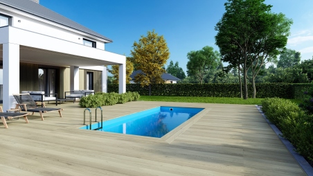 Piscine en bois Aqua 6.1x2.85 - H.1.31 m cadre en métal, sans dalle béton