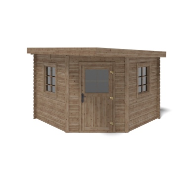 Abri de jardin en bois - 8m2 - 3x3m - Traité - Ep. 28mm - Couleur: marron 2