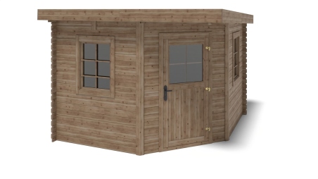 Abri de jardin en bois - 8m2 - 3x3m - Traité - Ep. 28mm - Couleur: marron