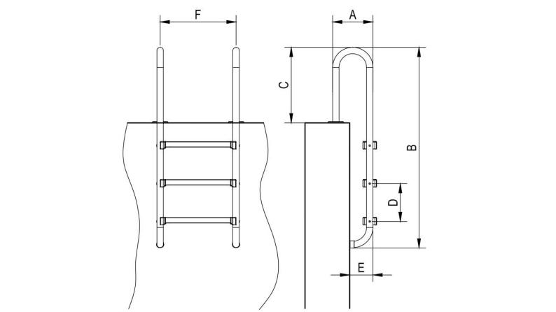 Échelle de piscine à 3 marches en acier inoxydable