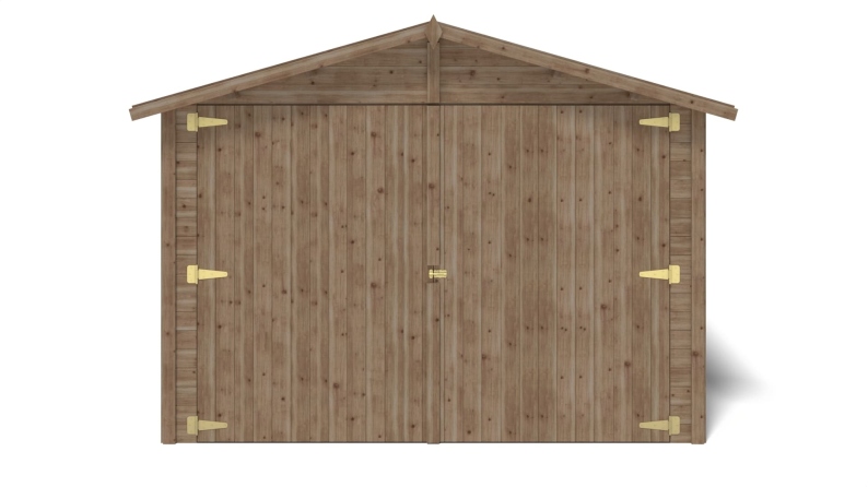 Garage en bois - 14.94m2 - 3.05x4.93m - Ep. 18mm - couleur: marron