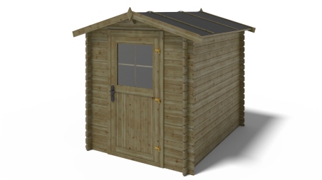 Abri de jardin en bois - 4.75m2 - 1.9x2.5m - Traité - Ep. 28mm - Couleur: vert