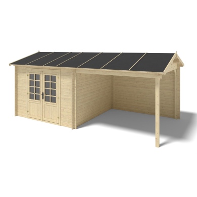 Abri de jardin en bois - 18m2 - 5.79x3m - Ep. 28mm - Couleur: naturel 2