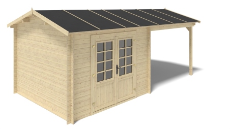 Abri de jardin en bois - 18m2 - 5.79x3m - Ep. 28mm - Couleur: naturel