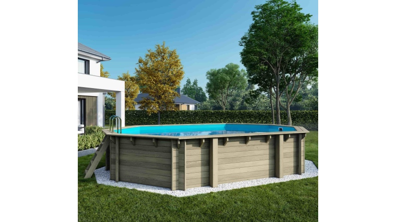 Piscine Sao Paulo 6.57 x 4.07 - H.1.2 m, bleu pâle, cadre en métal - sans dalle