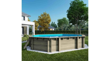 Piscine Sao Paulo 6.57 x 4.07 - H.1.2 m, bleu pâle, cadre en métal - sans dalle