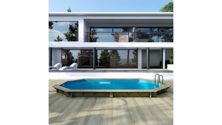 Piscine NEMO 5.79 x 3.49 - H.1.45 m, bleu pâle, fixations à sceller