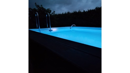 Piscine AQUA 7 x 3.75 - H.1.45 m, bleu pâle, fixations à sceller