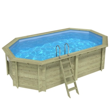 Piscine en bois Nemo 5.79x3.49 - H.1.45 m fixations à visser