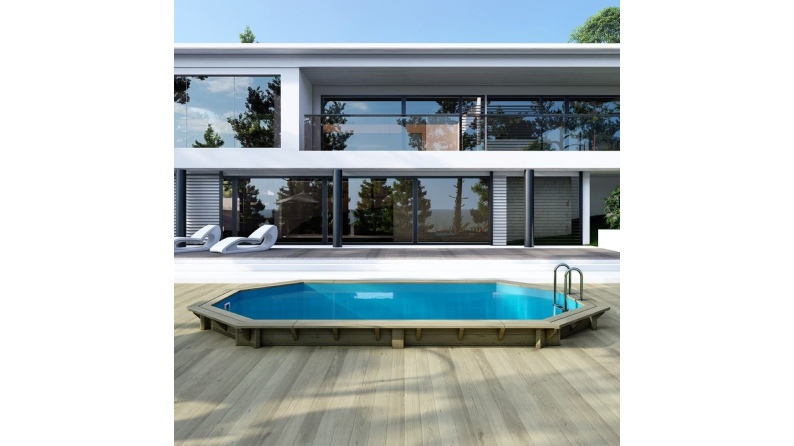 Piscine NEMO 5.79 x 3.49 - H.1.45 m, bleu pâle, cadre en métal - sans dalle